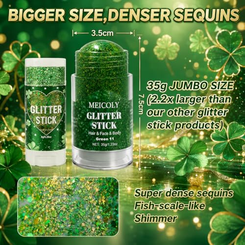 Waterproof Holographic Green Glitter Stick for Face & Body