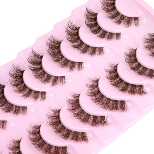 Brown False Eyelashes 6D Wispy Fluffy - 9 Pairs Pack