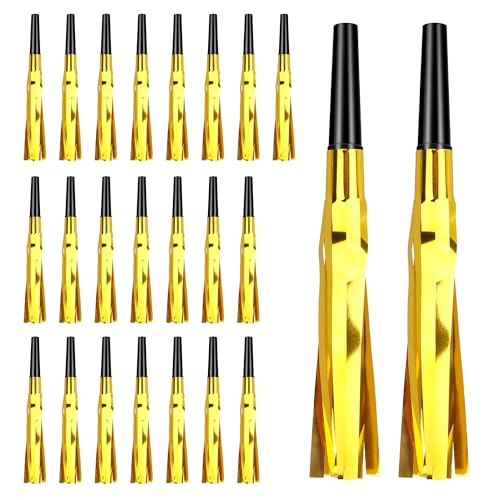 Noise Makers, Gold Noise Makers, Glitter Metallic Fringed Party Blowers Noisemakers Horns for Adults for Birthday Sporting Events Halloween Christmas New Year Party Favor Supplies (Gold)