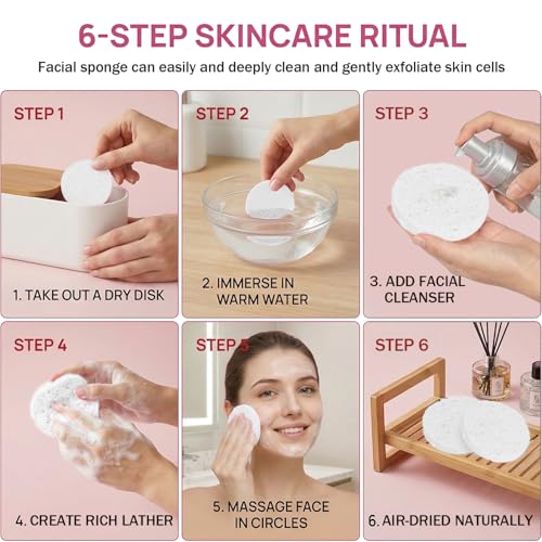 180 PCS Eco-Friendly Compressed Facial Sponges for Cleansing & Exfoliating