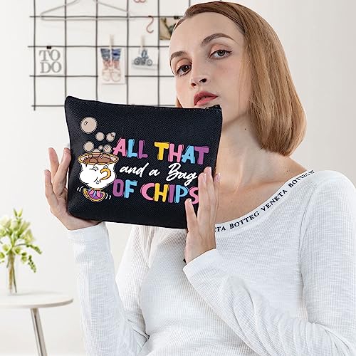 BWWKTOP Mrs. Potts And Chip Makeup Bag Beauty Inspired Gifts All That And A Bag Of Chips Makeup Zipper Pouch Bag Chip Merchandise (Bag Of Chips BL)