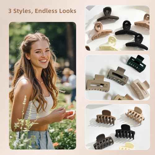 Hair Clips for Thin/Medium Fine Hair, 12Pcs Matte Small Claw Clips Mini Claw Hair Clip, 1.8 Inch Nonslip Jaw Clips with Gift Box