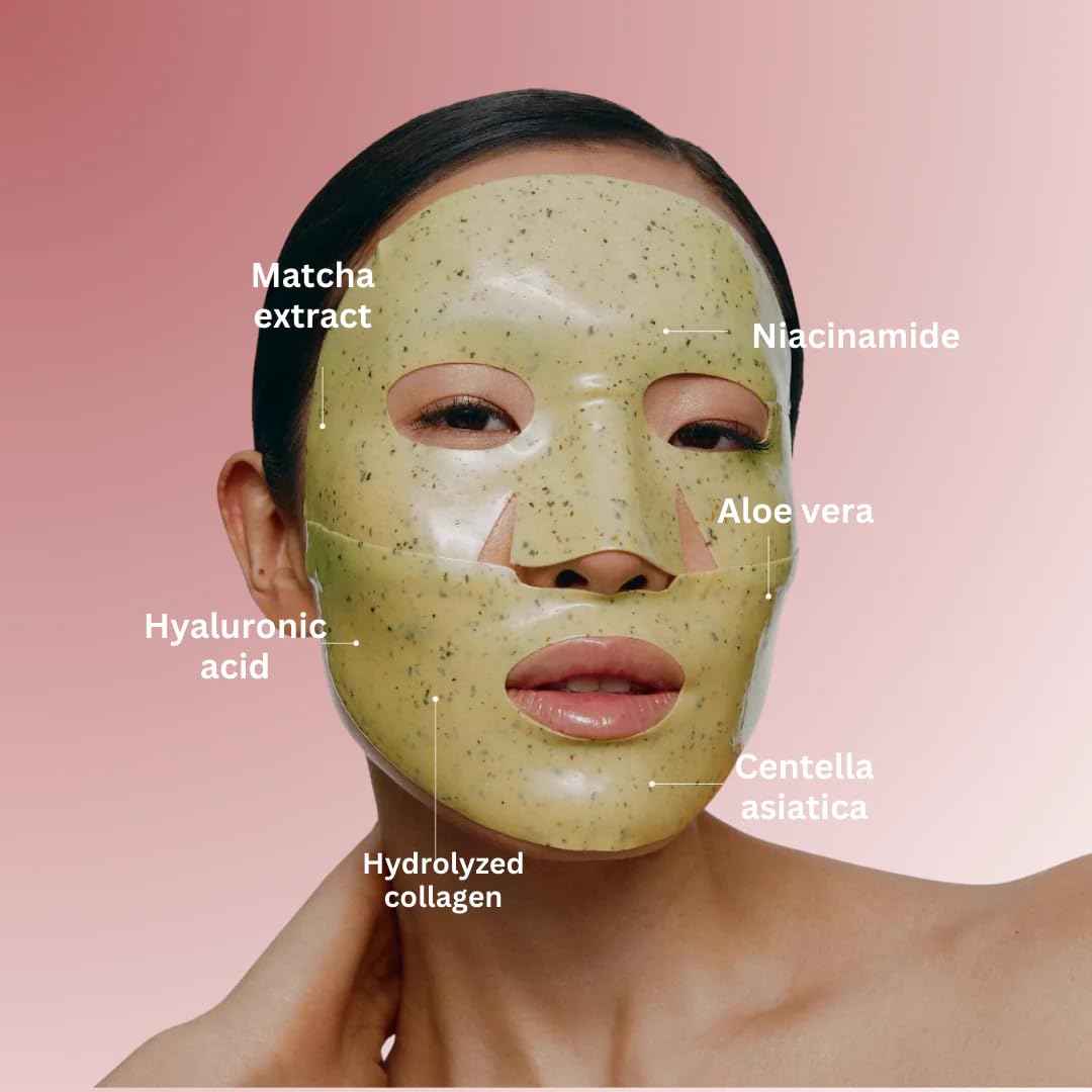 COCOBEAUTY Matcha Mask – Calming Peel Off Mask for Face – Deep Cleansing & Hydrating Green Tea Facial Mask for Smooth, Radiant Skin (16 units)