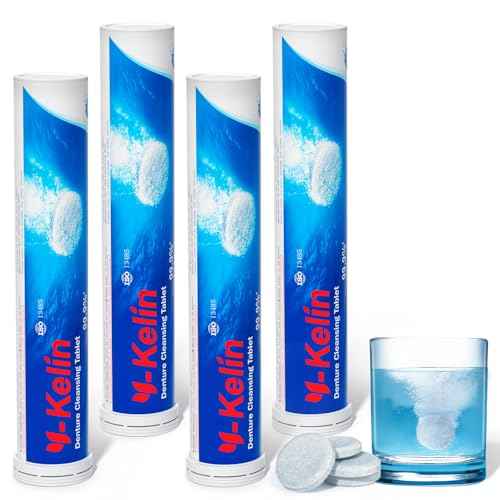 Denture Cleaning Tablets - 120 Retainer Cleaner Tablets, Removes Odors & Stains - For Dentures, Night Guards, Retainers, Aligners & Dental Appliance Cleaner - Mint Flavor - 4 Month Supply