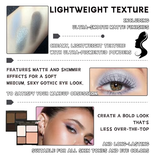 Blue Gray Eyeshadow Palette - 4 Matte & Shimmer Colors