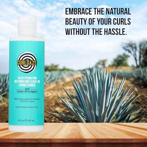 Curldaze Silky Hydration Detangling Leave-In Conditioner with Kukui Oil and Agave, Vitamin A, C, and E, Moisturizes, and Manages Hair, Minimizes Pulling and Jerking That Leads to Breakage