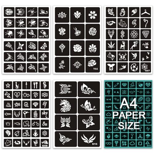 344 PCS Temporary Tattoo Stencils Reusable Kit