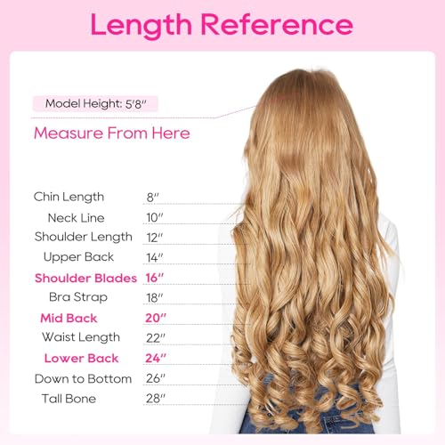 REECHO Clip-In Curly Hair Extensions 16 inch 4PCS Light Brown