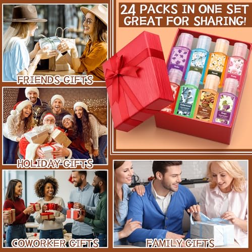 24 Pack Mini Hand Sanitizers Bulk with 8 Scents, Portable Alcohol Gel for Travel & Kids