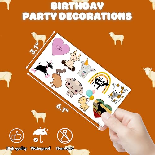 Goat Temporary Tattoos 8 Sheets 80 PCS Farm Party Favors