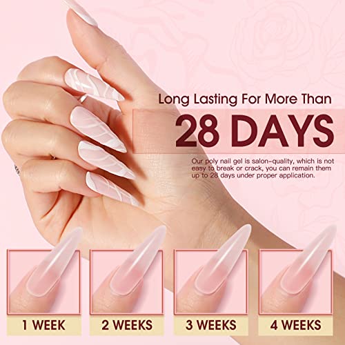 ROSALIND Pink Poly Nail Gel Extension Kit 2 oz (60ml) with Brush & Forms