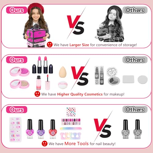 Hollyhi 59-Piece Kids Makeup Kit with Case & Tutorial Booklet