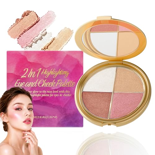 Dulele 4-in-1 Eye & Cheek Palette with Highlighter, Blush & Bronzer