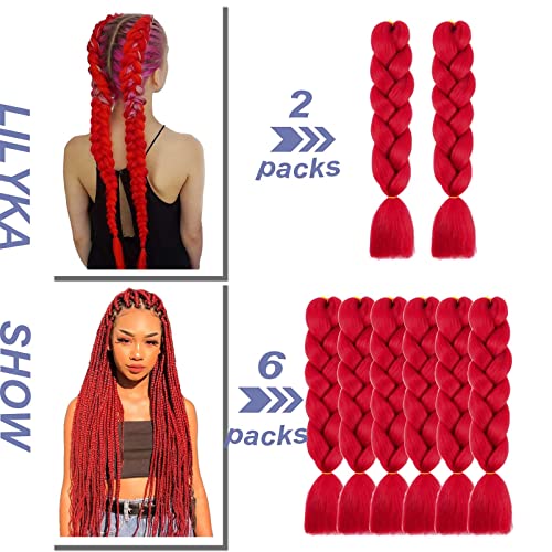 LILYKA SHOW 3 Packs 24 Inch Braiding Hair Extensions for Women Kanekalon Braiding Hair Ombre Jumbo Braiding Hair Extensions High Temperature Synthetic Braiding Hair for Twist Crochet Braids(3 Packs 24",peach red to lake blue)