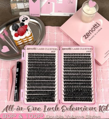 Lash Clusters Kit 544PCS Fluffy 80D 100D Eyelashes 8-16mm D-Curl