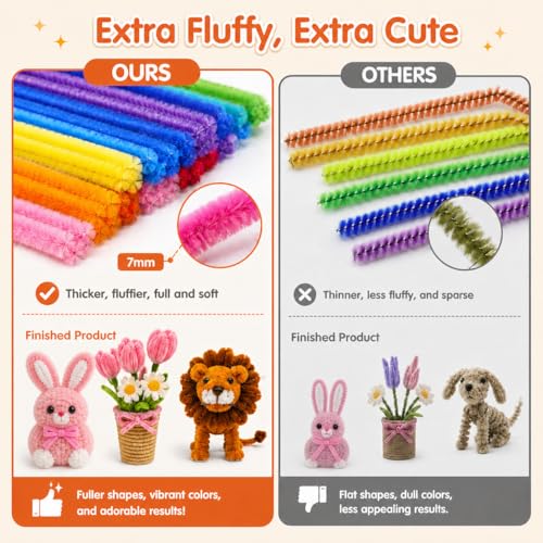 Pipe Cleaners Bulk 1200pc in 30 Colors with 18 DIY Projects