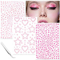 Pink Face Gems Self-Adhesive Hair Jewels,Bling Heart Star Jewels for Valentine's Day Makeup, Festival, Stick on Gems Rhinestones Stickers, Pink Face Glitter Rave Accessories for Women Girls