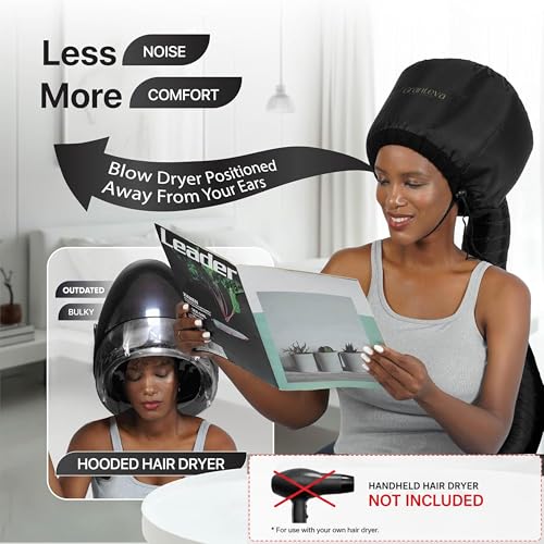 Hooded Hair Dryer Diffuser Cap with Headband - Reduces Heat Around Ears for Fast, Deep Conditioning, Curly Hair