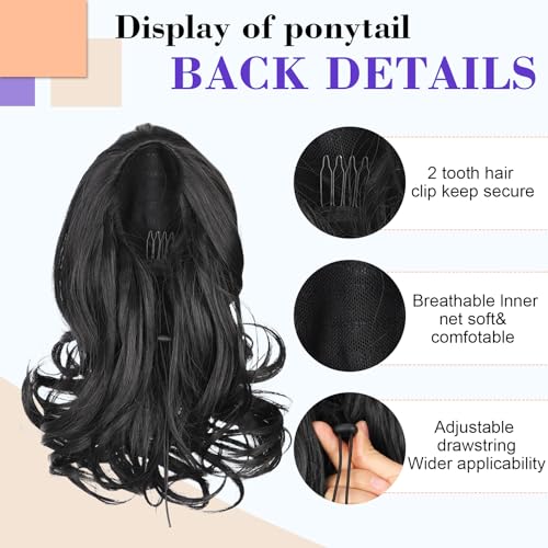 AISI BEAUTY Short Wavy Ponytail Extension 11 Inch Drawstring Ponytail for Women Natural Looking Synthetic Hair Pony Tail(Ash Blonde)