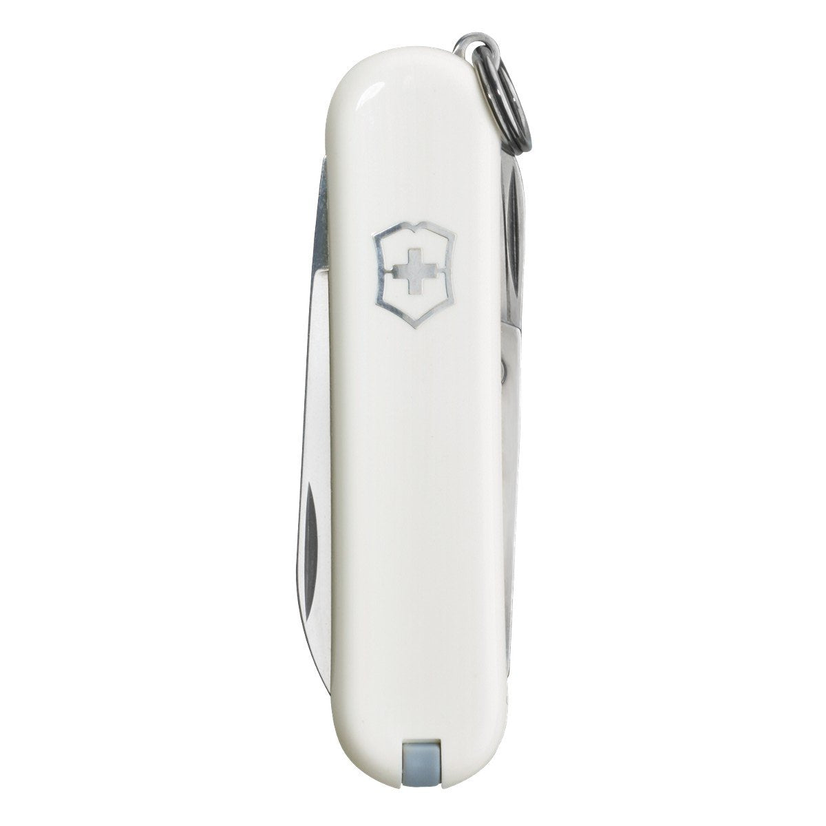 Victorinox Classic SD Swiss Army Knife, Compact, 7 Functions, Swiss Made Pocket Knife with Small Blade, Screwdriver and Key Ring - Falling Snow (White)