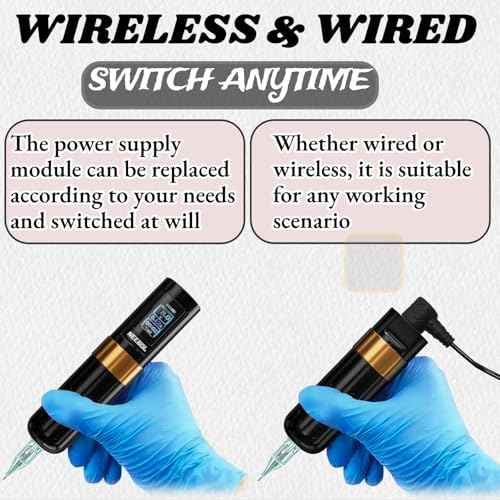 NEEBOL Wireless Tattoo Gun Rotary Tattoo Machine LED Display Screen High-end Tattoo Pen Equipment Supply 8 Hour Battery Life Extra Battery Permanent Tattoo Art Makeup Gift (Green)