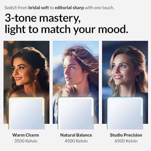 Travel Makeup Mirror with Lights, Portable Lighted Vanity Mirror with 100 LED, Rechargeable, Foldable for Tabletop, 11.9 inches, White