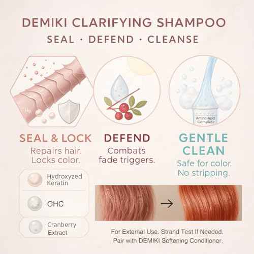 DEMIKI Shampoo for Women,Japanese Shampoo for Oily Hair, Sulfate Free & Paraben Free, Keratin Care,Organic Rose Scent, Clarifying,Moisturizing, Volumizing Hair Care, Anti Dandruff 450ml,16oz