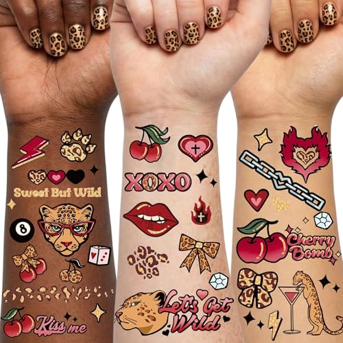 Cheetah Print Temporary Tattoos with Gold Foil, 4 Sheets