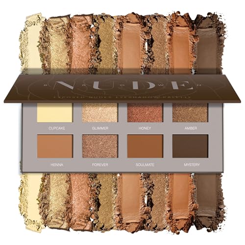 HOOMUSS Brown Eyeshadow Palette Matte 8Color, Neutral Naked Nude Eye Shadow for Latte Makeup, Warm Brown Shimmery Eye Looks, Long Lasting & Pigmented (Naked)