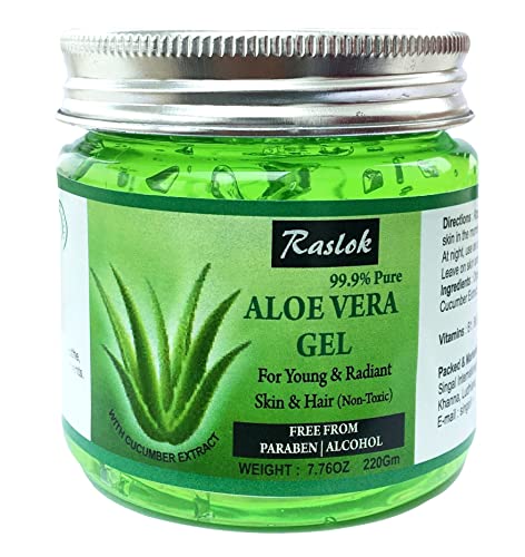 Raslok Aloe Vera Gel Pure Natural Organic Aloe Gel For Moisturizing Face Skin & Hair Care (Cucumber, 7.76 OZ)