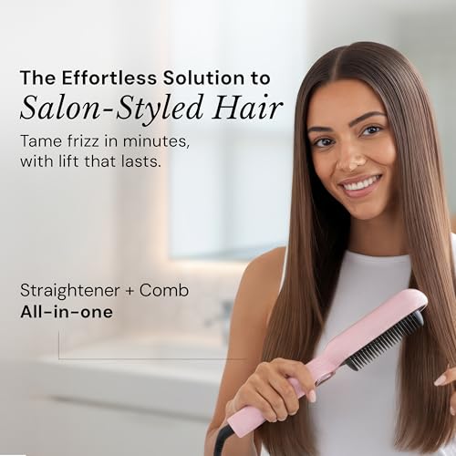 L'ANGE HAIR 2-in-1 Hair Straightener Brush 450°F Ionic