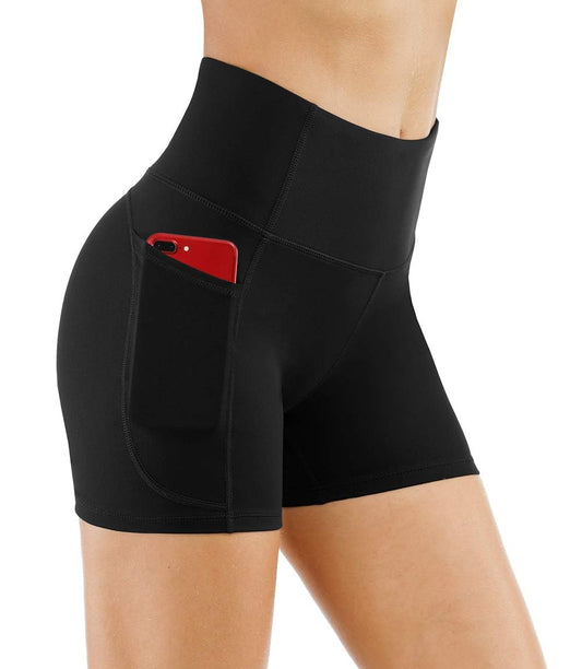 THE GYM PEOPLE High Waist Yoga Shorts for Women's Tummy Control Fitness Athletic Workout Running Shorts with Deep Pockets