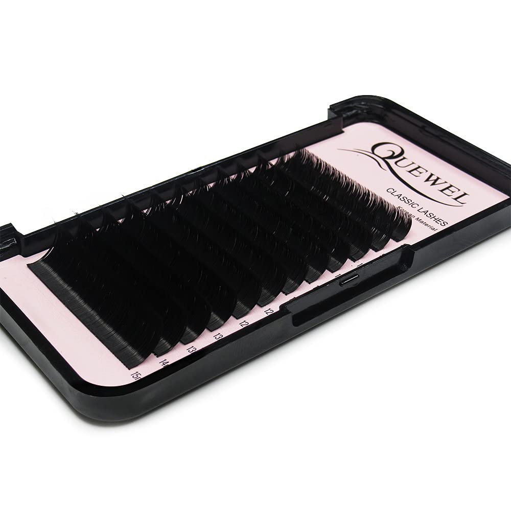 QUEWEL Eyelash Extensions 0.03mm D Curl Mix 8-15mm Supplies Matte Black Individual Eyelashes Salon Use|0.03/0.05/0.07/0.10/0.15/0.20mm C/D Single 8-18mm Mix 8-15mm/10-15mm|（0.03 D Mix8-15mm）