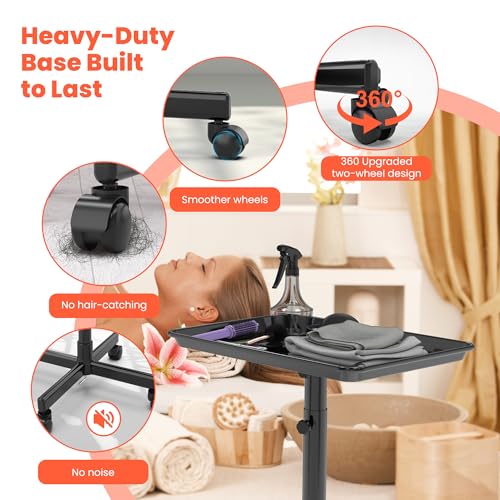 Rolling Salon Tray with Wheels & Adjustable Height