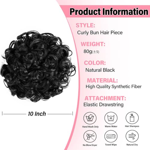 Messy Bun Hair Piece Curly Synthetic Hairpiece with Drawstring