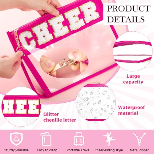 9 Pcs Cheerleader Gifts for Girls Cheer Makeup Bag 20oz Water Bottle Cheerleading Scrunchie Mirror Keychain Charm Bracelet Stickers for Senior Night Cheerleader Gifts Cheer Accessories Stuff