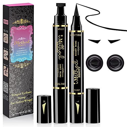 Eyeliner Stamp - 2021 iMethod 2 Pens Winged Eyeliner Stamp, Eyeliner Stamp Wingliner, Perfect Wing Cat Eye Stamp, Wing Eyeliner Stamp Tool, Liquid Eye Liner, Waterproof & Smudgeproof, 10 mm