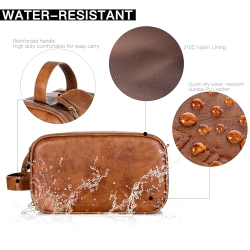 Elviros Large Toiletry Bag for Men - Water-Resistant PU Leather
