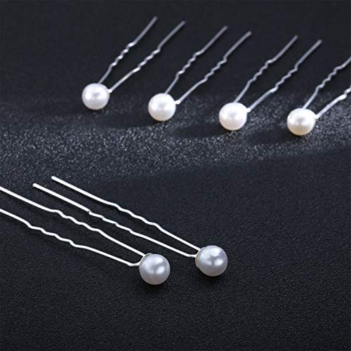 40-Pack White Pearl U-Shaped Bobby Pins for Bridal Hair