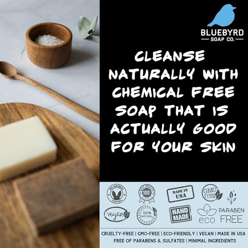 Bluebyrd Soap Co. Organic Shea Butter Bar Soap | Artisanal Natural Soap Bar for Super Soft Moisturized Skin | Raw Shea Butter Face & Body Wash Bar for Dull Dry Skin (Shea Butter, BAR)