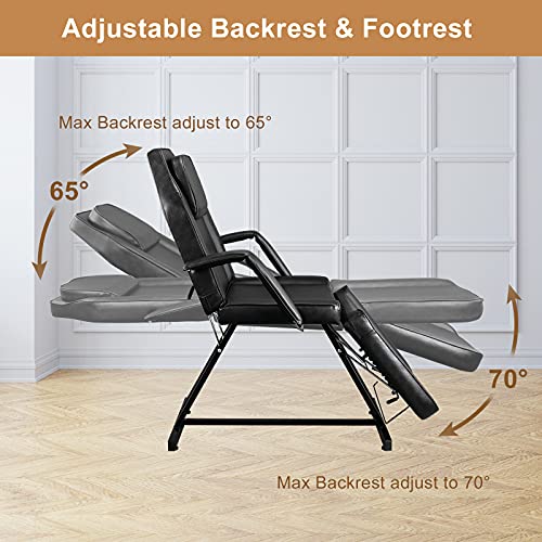OmySalon 3-Section Massage Facial Bed with Hydraulic Stool