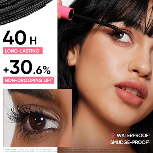 JUDYDOLL No-Drooping Volume Mascara Black, 40h Long-lasting, Smudge-Proof, Clump-Free, Waterproof Volumizing Mascara, Infused with Squalane, Strengthen and Protect Lashes