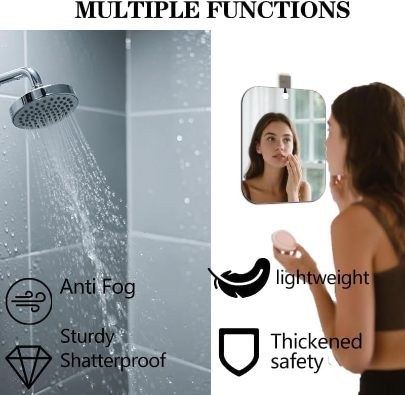 Fogless Shower Mirror 9.4" Anti Fog Shaving & Makeup