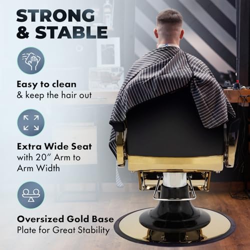 Buy-Rite Zeus Heavy-Duty Barber Chair with Gold Frame & Extra Wide Seat