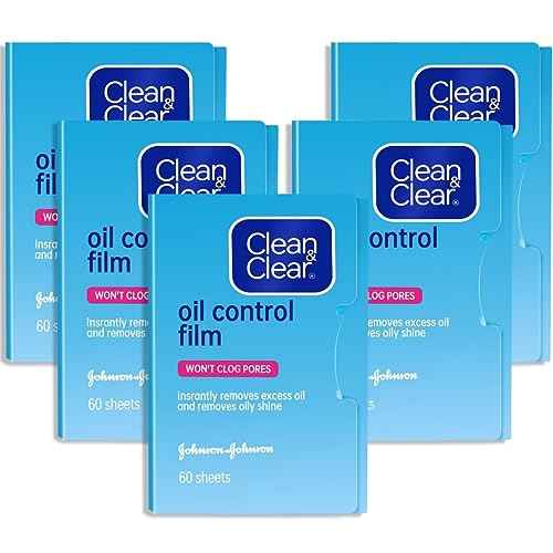 Clean & Clear Oil Control Film, 5 Pack of 60 Sheets (300 Sheets Total)