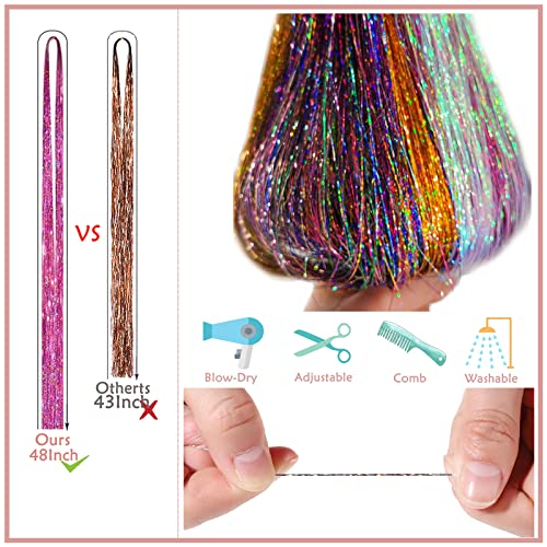 Hair Tinsel Kit with 18 Colors & Tools for Easy Hair Extensions