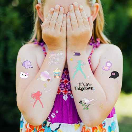 Temporary Tattoos for Cartoon Movie Themed Party Favors Iridescent Foil Styles | Korean Idol Fake Tattoos Stickers Removable, Goodie Bag Stuffers Party Supplies Decoration Gifts 3 Sheets 108 Pcs