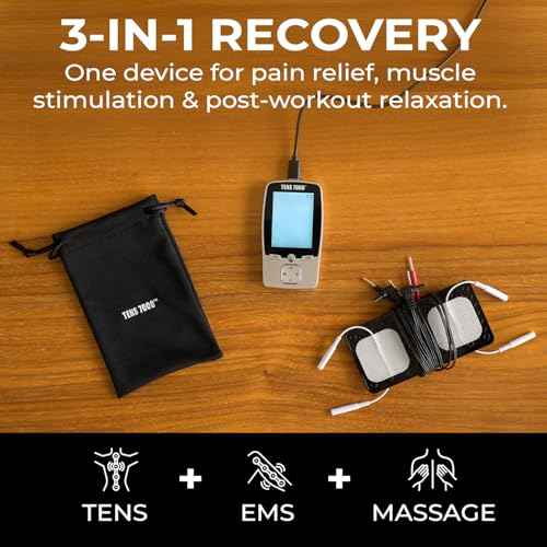 TENS 3-in-1 Combo Unit Muscle Stimulator, EMS Massager Machine for Shoulder, Neck, Sciatica and Back Pain Relief, Electronic Pulse Massage with 36 Customizable Programs and 4 Electrode Pads