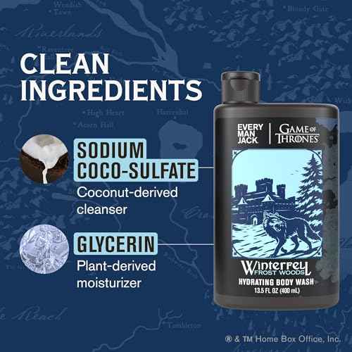 Every Man Jack Game of Thrones Collectors Body Wash - Winterfell - Frost Woods Scent - 13.5 oz (Pack of 2)