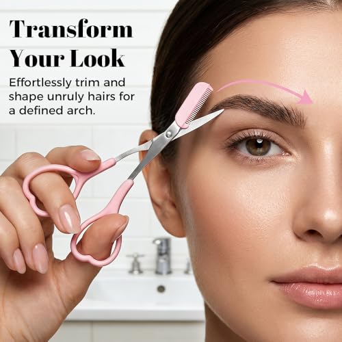 2-in-1 Eyebrow Trimmer Scissor with Comb - Stainless Steel